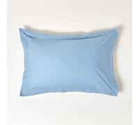 HOMESCAPES Light Blue Pure Egyptian Cotton Oxford Pillowcase Standard Size 200 TC 400 Thread Count Percale Equivalent Pillow Case Pack of 4