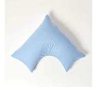 HOMESCAPES Light Blue Pure Egyptian Cotton V-Shape Pillowcase 200 TC 400 Thread Count Percale Equivalent Pillow Case For Nursing Pregnancy and Elderly Pack of 2