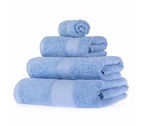 HOMESCAPES Light Blue Turkish Cotton 4 Piece Towel Set Soft & Absorbent 500 GSM Heavyweight Face Cloth, Hand Towel, Bath Towel & Bath Sheet Towel Bale