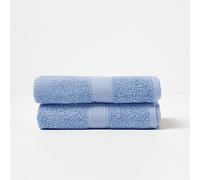 HOMESCAPES Light Blue Turkish Cotton Set of 2 Hand Towels Super Soft Thick & Absorbent 500 GSM Towel Heavy Weight for everyday Luxury