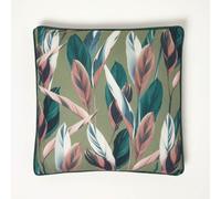 Homescapes Light Green Botanical Leaf Cushion, 45 X 45Cm