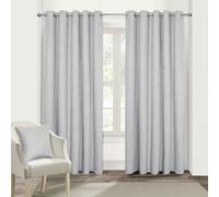 HOMESCAPES Light Grey Textured Boucle Blackout Curtains Pair Width 167cm (66") x 182cm (72") Drop Genuine 3 Pass Blackout Lining Heavy Weight Eyelet Curtain