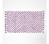Homescapes Lilac Cotton Bath Mat Tufted Zig Zag With Pom Pom Edges 50 X 80 Cm