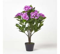 Homescapes Artificial Lilac Handcrafted Hydrangea Plant With Pot, 85 Cm