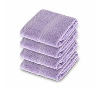 HOMESCAPES Lilac Turkish Cotton Set of 4 Face Cloths Flannel Super Soft Thick & Absorbent 500 GSM Towel Heavy Weight for everyday Luxury