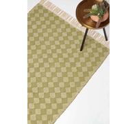 HOMESCAPES Lima Handwoven Green Cotton Textured Rug - 120 x 170 cm