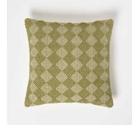 Homescapes Lima Handwoven Textured Green Cushion 45 X 45 Cm