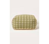 HOMESCAPES Lima Handwoven Textured Green Pouffe Bean Cube
