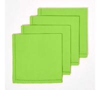 Homescapes Lime Green Cotton Napkins Set Of 4, Plain Fabric Table Napkins, 45 X 45Cm, Washable & Reusable For Parties, Events