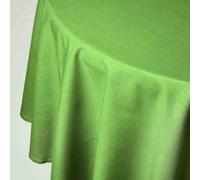 HOMESCAPES Green Table Cloth, Plain Cotton Round Tablecloth, Handcrafted & Durable Dining Table Cover with Hem Stitch, Hypoallergenic, Washable, Lime Green - 178cm