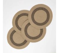Homescapes Linen & Black Braided 100% Cotton Round Placemats Set Of 4