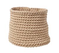 Homescapes Linen Cotton Knitted Round Storage Basket, 42 X 37 Cm