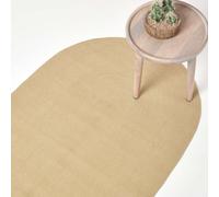 Homescapes Linen Handmade Woven Braided Oval Rug, 90 X 150 Cm
