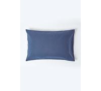 HOMESCAPES Luxury Soft Linen Pillowcase Plain Navy Blue Textured Natural French Flax Fibre Linen & Pure 100% Cotton Blend Dark Blue Standard Pillowcase