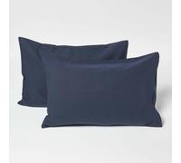 HOMESCAPES Linen Kid’s Pillowcases 60 x 40 cm, Pack of 2 - Navy