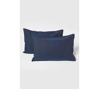Homescapes Linen Kid's Pillowcases 60 x 40 cm, Pack of 2 in Navy | Size: 60 x 40 cm Homescapes Navy 60 x 40 cm