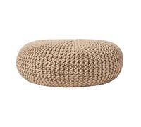 Homescapes Linen Large Round Cotton Knitted Pouffe Footstool