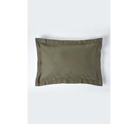 HOMESCAPES Luxury Soft Linen Oxford Pillowcase Plain Dark Green Textured Natural French Flax Fibre Linen & Pure 100% Cotton Blend Khaki Green King Size Oxford Style Pillowcase