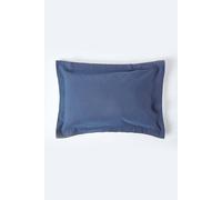 HOMESCAPES Luxury Soft Linen Oxford Pillowcase Plain Navy Blue Textured Natural French Flax Fibre Linen & Pure 100% Cotton Blend Dark Blue King Size Oxford Style Pillowcase
