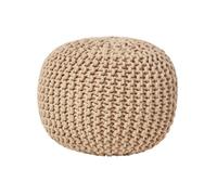 Homescapes Linen Round Cotton Knitted Pouffe Footstool