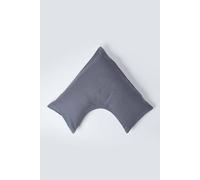 Homescapes Linen V Shaped Pillowcase In Dark Grey Dark Grey