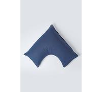 Homescapes Linen V Shaped Pillowcase In Navy Navy