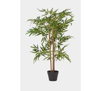 Homescapes Luxury 100Cm Artificial Bamboo Tree Real Wood Stem Plant, Black Pot In Green Green One Size