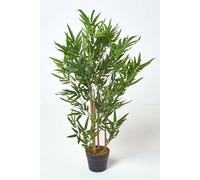 Homescapes Luxury 3Ft Bamboo Tree Artificial Plant, Real Stem, Black Pot, 95Cm In Green Green One Size