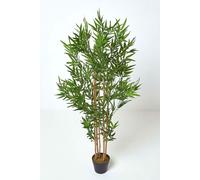 HOMESCAPES 5 ft Bamboo Tree Large Artificial Replica Plant in Black Pot Indoor Home Office Decorative Fake Plant