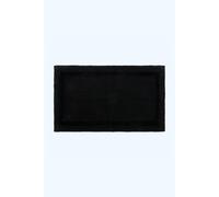 HOMESCAPES Bath Mat, Luxury 1600gsm Extra Soft 100% Cotton, Reversible Bathroom Mats Non-Slip, Washable, Super Absorbent, Quick-Dry, Black Bathroom Rug, 50 x 80 cm