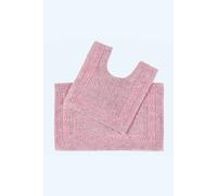 Homescapes Luxury Bath Mat Set Reversible 1600Gsm 100% Cotton 2 Pc W. Pedestal Mat In Baby Pink Baby Pink One Size