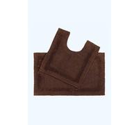 Homescapes Luxury Bath Mat Set Reversible 1600Gsm 100% Cotton 2 Pc W. Pedestal Mat In Chocolate Chocolate One Size