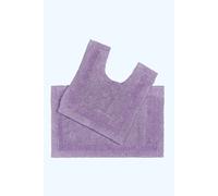 (Lilac) Homescapes Luxury Reversible Cotton Bath Mat Set