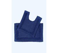 Homescapes Luxury Bath Mat Set Reversible 1600Gsm 100% Cotton 2 Pc W. Pedestal Mat In Navy Navy One Size