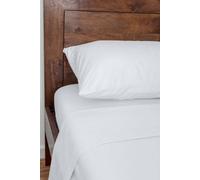 HOMESCAPES Luxury White Brushed Cotton Flannelette Flat Sheet, Heavy-weight 170gsm 100% Cotton, Single