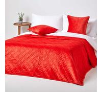 Homescapes Luxury Quilted Velvet Bedspread Geometric Pattern Throw in Burnt Orange | Size: Double Homescapes Burnt Orange Double