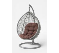 HOMESCAPES Egg Chair Cushion Chocolate Brown, Thick & Plush Hanging Basket Swing Chair Cushion 100% Cotton Cover for Canopy Swings, Hammock, Garden Patio Indoor Outdoor, Breathable, Round 80 x 120cm