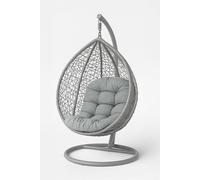 HOMESCAPES Egg Chair Cushion, Thick & Plush Hanging Basket Swing Chair Cushion 100% Cotton Cover for Canopy Swings, Hammock, Garden Patio Indoor Outdoor, Breathable, Round 80 x 120cm - Grey