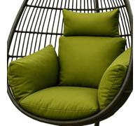 HOMESCAPES Luxury Egg Chair Cushion, Waterproof Hanging Swing Chair Cushion with Removable Headrest & Ties, Thick & Plush Head Pillow for Canopy Swings, Home Garden Patio Indoor Outdoor Use - Green