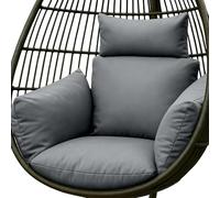 HOMESCAPES Luxury Egg Chair Cushion, Waterproof Hanging Swing Chair Cushion with Removable Headrest & Ties, Thick & Plush Head Pillow for Canopy Swings, Home Garden Patio Indoor Outdoor Use - Grey
