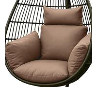 HOMESCAPES Luxury Egg Chair Cushion, Waterproof Hanging Swing Chair Cushion with Removable Headrest & Ties, Thick & Plush Head Pillow for Canopy Swings, Home Garden Patio Indoor Outdoor Use - Beige