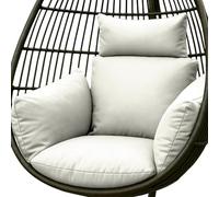 HOMESCAPES Luxury Egg Chair Cushion, Waterproof Hanging Swing Chair Cushion with Removable Headrest & Ties, Thick & Plush Head Pillow for Canopy Swings, Home Garden Patio Indoor Outdoor Use - Natural