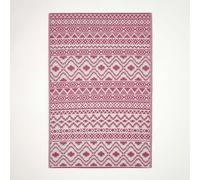 HOMESCAPES Luxury Extra Large Outdoor Rugs for Garden Patio 100% Waterproof Recycled Plastic Mat Carpet 240 x 300cm Reversible White & Pink Geometric Rug Tia, Indoor/Outside & Portable, Soft Feel