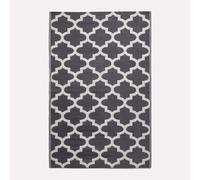 HOMESCAPES Luxury Extra Large Outdoor Rugs for Garden Patio Waterproof 100% Recycled Plastic Mat Carpet 240 x 300cm Reversible White & Black Geometric Rug Nola, Indoor/Outside & Portable, Soft Feel