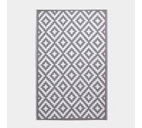 HOMESCAPES Luxury Extra Large Outdoor Rugs for Garden Patio Waterproof 100% Recycled Plastic Mat Carpet 240 x 300cm Reversible White & Grey Geometric Rug “Zoe”, Indoor/Outside & Portable, Soft Feel