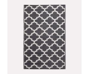 HOMESCAPES Luxury Extra Large Outdoor Rugs for Garden Patio Waterproof 100% Recycled Plastic Mat Carpet 180 x 270cm Reversible White & Black Geometric Rug Nola, Indoor/Outside & Portable, Seamless