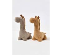 HOMESCAPES Weighted Door Stop Animal, Decorative Cute Giraffe, Set of 2 Novelty Heavy Fabric Doorstop, Stuffed Polyester Weights Stopper for Floor Indoor Decoration for Home & Office