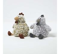 HOMESCAPES Weighted Door Stop Animal, Decorative Cute Highland Cow, Set of 2, Novelty Heavy Fabric Doorstop, 100% Polyester, Indoor Decoration for Home & Office - Grey & Brown 1.5kg