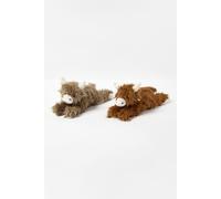 HOMESCAPES Weighted Door Stop Animal, Decorative Cute Highland Cow, Set of 2, Novelty Heavy Fabric Doorstop, 100% Polyester, Indoor Decoration for Home & Office - Grey & Brown 1.5kg