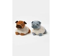 Homescapes Luxury Fabric Pug Doorstop Set Of 2 Multi